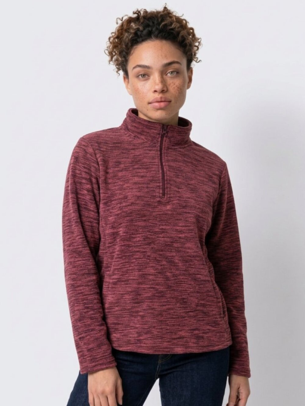 St. John's Bay Women's 2X Long Sleeve 1/4 Zip Jacket With Deep Front Pockets